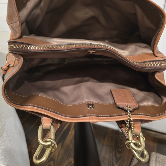 Coach Tan Leather Satchel with Gold Hardware - Picture 3 of 4